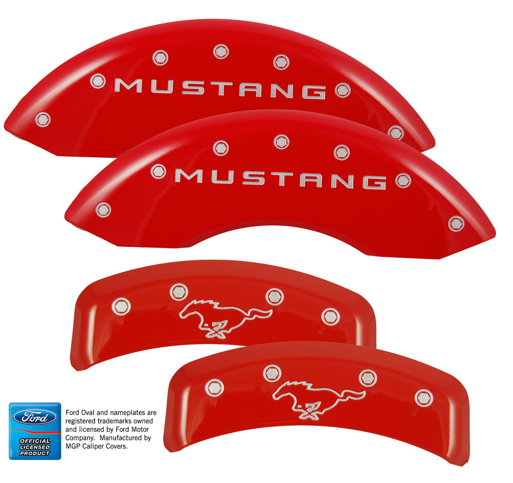 1994 2004 Mustang Gtv6 Caliper Cover Set Of 4 Red Running Pony Logo