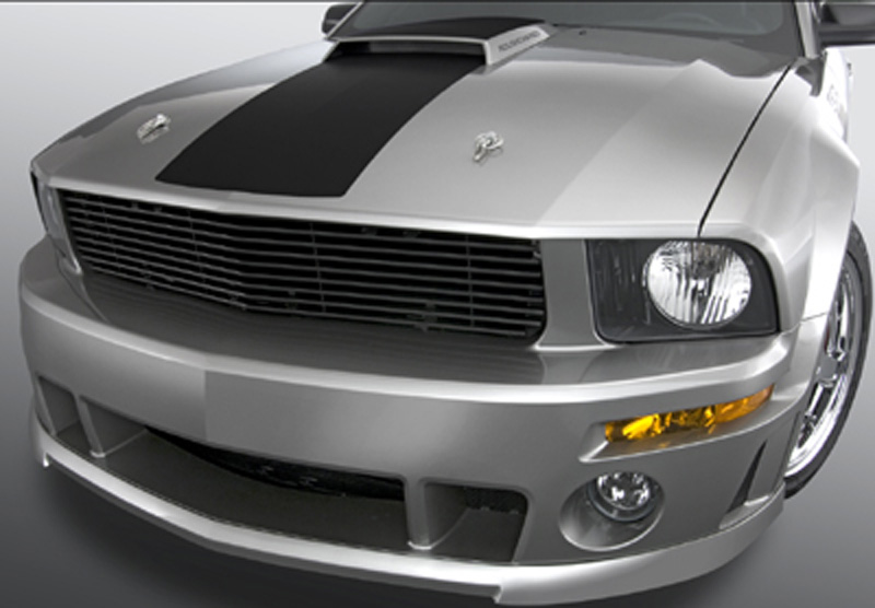 05-09 Mustang GT - 1PC Upper Billet Grille Fog Light Delete HIGH FLOW Replacement (9 BARS) (801135) CHROME