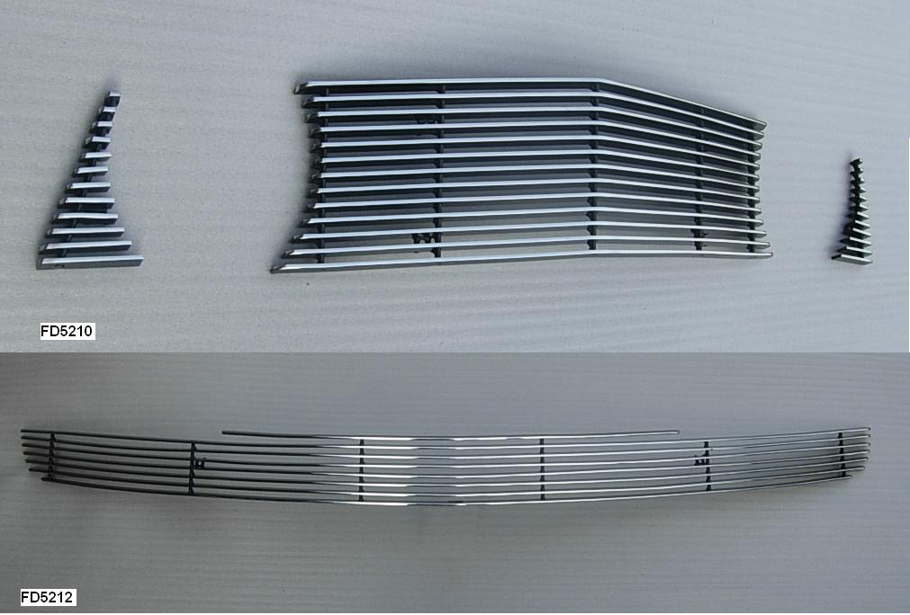2010-12 Mustang GT 3pc Upper / Lower Billet Grille COMBO - No Cut out - CHROME